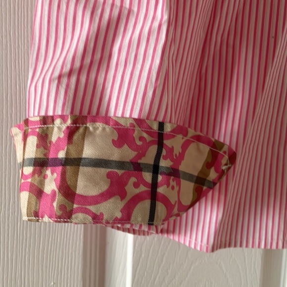 Pink and white pinstripe button down blouse - Picture 2 of 7